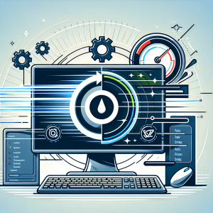 La imagen debería ser una ilustración en la que se muestre una PC con el logo de Windows claramente visible en la pantalla. Además, debería contener algunos elementos visuales que representen la velocidad, como líneas de movimiento o un reloj con las manecillas girando rápidamente. También es importante que en la pantalla de la PC se ilustren iconos relacionados con la optimización, como una barra de cargado que avanza rápidamente o el símbolo de un engranaje girando rápidamente, para indicar ajustes en los procesos de inicio. Del mismo modo, se puede agregar una interfaz gráfica del sistema operativo Windows en el inicio de sesión con varios servicios en funcionamiento y algún indicador que muestre que se está acelerando la carga del sistema. El fondo debe ser limpio para no distraer la atención del mensaje principal y se podría agregar una luz brillante alrededor de la PC para destacar su velocidad mejorada. Debe transmitir la idea de que siguiendo ciertos pasos o realizando determinadas optimizaciones, la PC con Windows puede arrancar y funcionar más rápidamente.