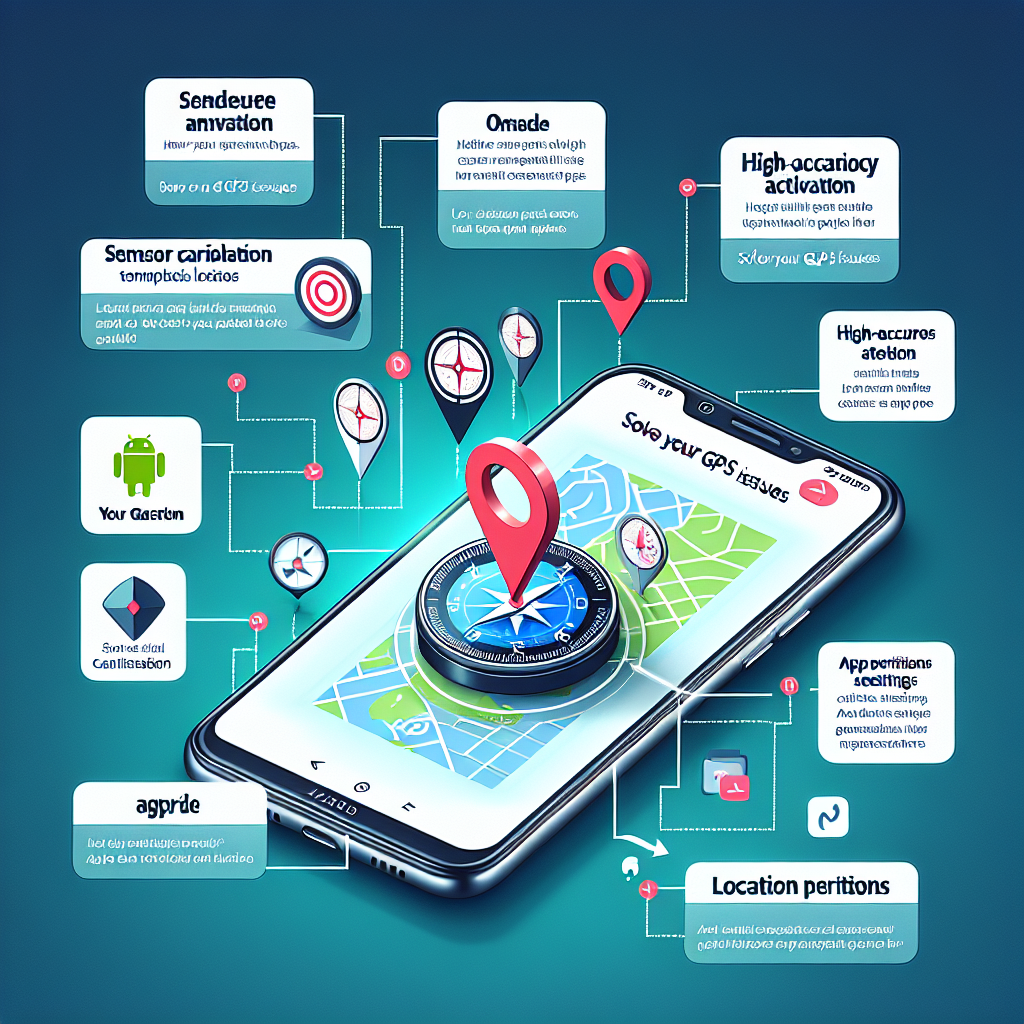 Para elaborar esta imagen, deberíamos visualizar una pantalla de teléfono Android clara con varios elementos para representar los diferentes pasos en la solución de problemas del GPS. 1. En la parte superior de la imagen, agregaremos un texto en una fuente clara y legible que diga "Cómo solucionar problemas de GPS en Android". Este es el problema que estamos intentando resolver, por lo que es importante que se destaque en la imagen. 2. Luego, en la pantalla del teléfono, incluiríamos un icono de GPS resaltado en color rojo, indicando que hay un problema con él. 3. Al lado de este icono de GPS, podríamos mostrar diferentes pantallas en miniatura que representan los pasos a seguir: una representando la calibración de los sensores (por ejemplo, mostrando un icono de brújula), otra representando la activación de la alta precisión (tal vez un icono de diana), y finalmente una que ilustre la comprobación de los permisos de ubicación (esto podría ser una pequeña captura de pantalla de la configuración de los permisos de la aplicación en Android). 4. Además, podría haber flechas suaves entre cada paso para ilustrar la progresión y la ejecución de cada paso. 5. Por último, en la parte inferior de la imagen, podemos insertar un texto que diga "¡Resuelve tus problemas de GPS fácilmente!" Como un mensaje motivador para las personas que están teniendo dificultades con este problema. La imagen debe ser de alta calidad y con colores que sean atractivos pero no abrumadores. Podríamos usar tonos azules y grises del esquema de colores de Android. Esta imagen resultará informativa y estéticamente agradable para los usuarios, resumiendo los pasos necesarios para solucionar los problemas del GPS en Android.